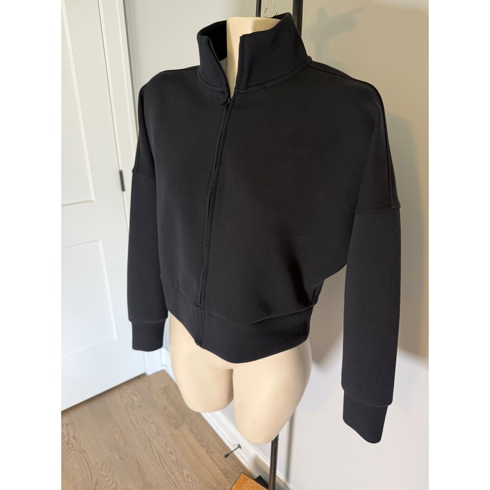 Zella Womens Black Full Zip Mock Neck Scuba Track Jacket Cropped XS
